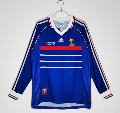 Camisa retrô de mangas compridas da França para a Copa do Mundo de 1998