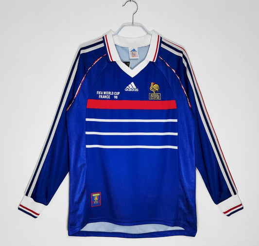 Camisa retrô de mangas compridas da França para a Copa do Mundo de 1998