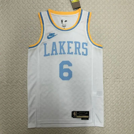 Camisa masculina LeBron James White retrô