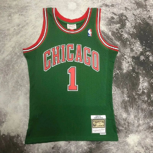 Camisa Masculina M&amp;N 08/09 Derrick Rose Verde Retro