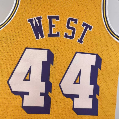 Camisa masculina M&amp;N 1971/72 Jerry West amarela retrô