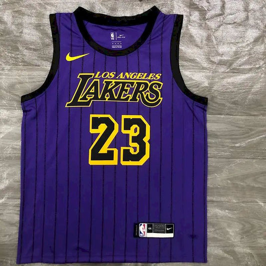 Camisa masculina LeBron James 2018-19 roxa Swingman versão jogador – Edição City