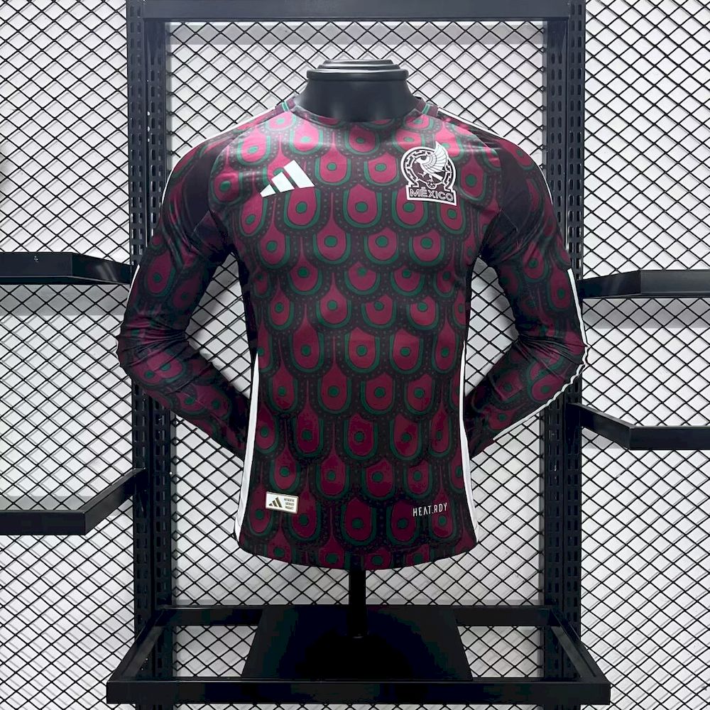 Men's Mexico 2024/25 Home Long Sleeve Jersey Player Version