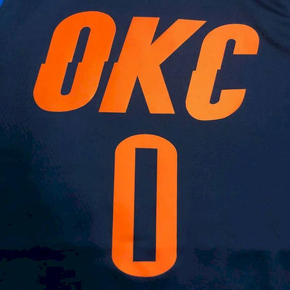 Camisa masculina Russell Westbrook Swingman azul marinho – Edição Statement