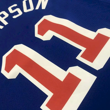 Camisa masculina azul Klay Thompson 2021-22 comemorativa do 75º aniversário – Edição Clássica