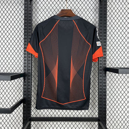 Camisa Barcelona 2025/26 preta laranja edição especial (Com Liga dos Campeões)