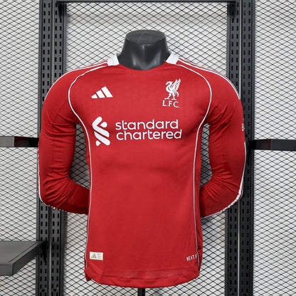 Men's Liverpool 2025/26 Home Long Sleeves Jersey Player Version