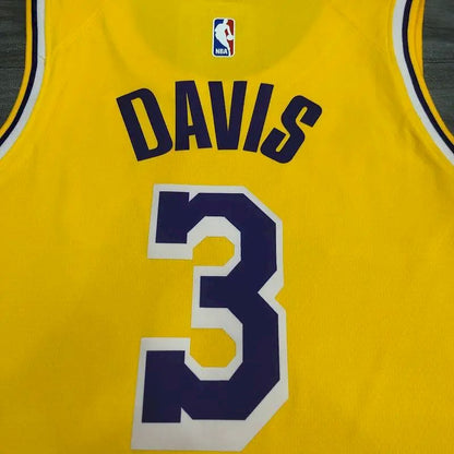 Camisa amarela masculina Anthony Davis versão jogador – Edição clássica retrô