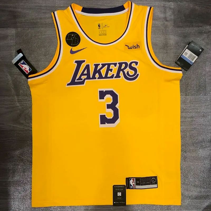 Camisa amarela masculina Anthony Davis versão jogador – Edição clássica retrô