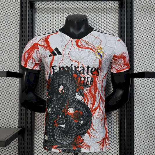Maillot édition spéciale Real Madrid 2025/26 Dragon Blanc Noir Version Joueur