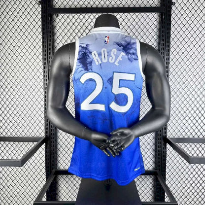 Camisa azul Derrick Rose masculina 2024 – Edição City