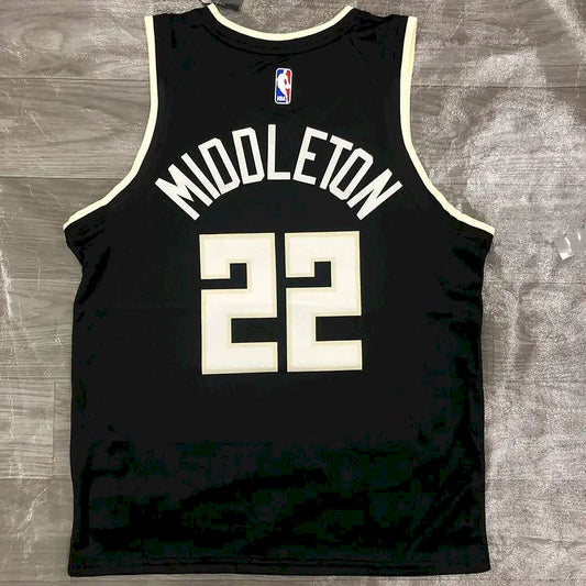 Men’s Khris Middleton 2020-21 Black Swingman Jersey – Statement Edition