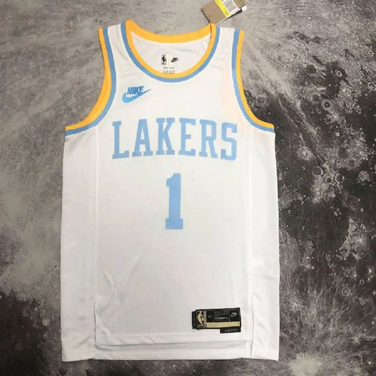 Camisa masculina D'Angelo Russell branca retrô