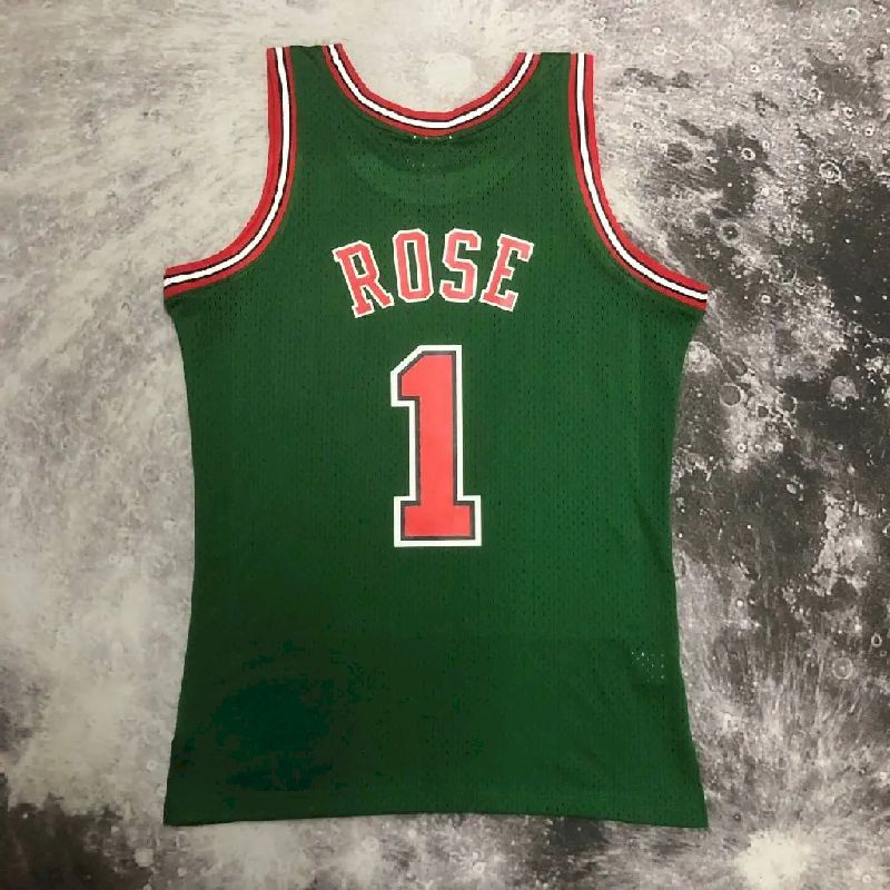Camisa Masculina M&amp;N 08/09 Derrick Rose Verde Retro