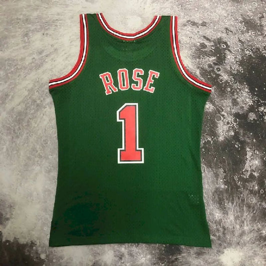 Camisa Masculina M&amp;N 08/09 Derrick Rose Verde Retro