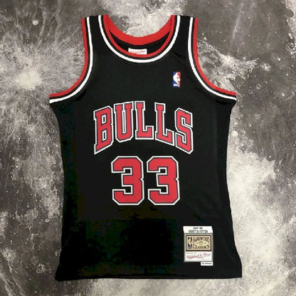 Camisa masculina M&amp;N 1998 Scottie Pippen preta retrô