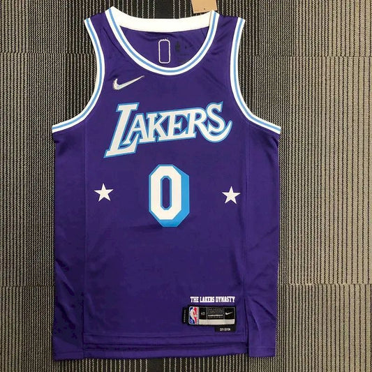 Camisa masculina roxa Russell Westbrook Team – Edição City do 75º aniversário